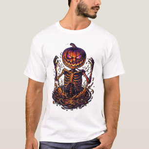 Halloween Pumpkin Skeleton Magic Portal Flames_1 T-Shirt