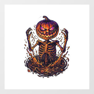 Halloween Pumpkin Skeleton Magic Portal Flames_1 Window Cling