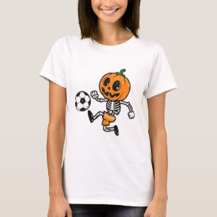 Halloween Pumpkin Skeleton Soccer Footll Costume B T-Shirt