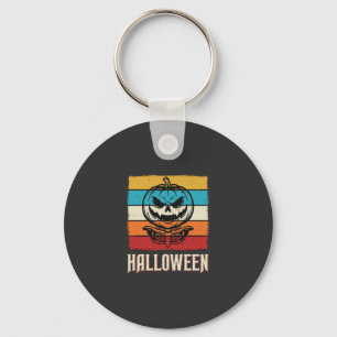 Halloween Pumpkin Skull Retro Vintage Keychain