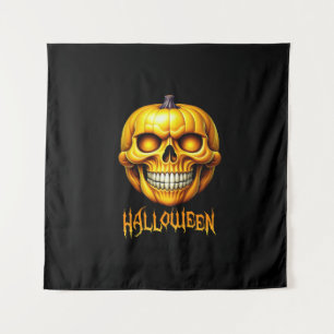 HALLOWEEN PUMPKIN SKULL TAPESTRY