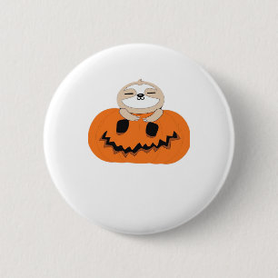 Halloween Pumpkin Sloth Classic T-Shirt 2 Inch Round Button