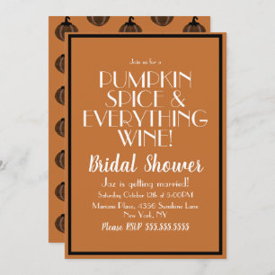 Halloween Pumpkin Spice and Wine Bridal Shower Invitation