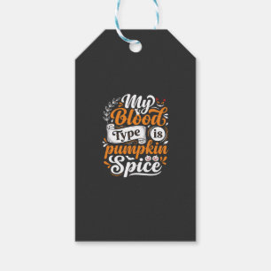 Halloween Pumpkin Spice Blood Type Retro Typograph Gift Tags