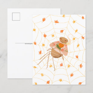 Halloween Pumpkin Spice Cozy Spider Postcard