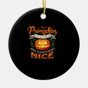 Halloween Pumpkin Spice Everything Nice Jack-O'-La Ceramic Ornament