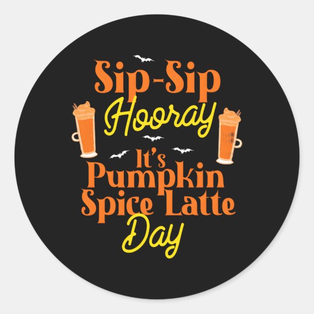 Halloween Pumpkin Spice Latte Coffee Pumpkin Fall Classic Round Sticker (Front)
