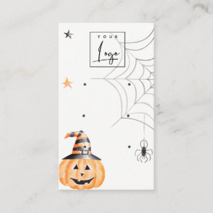 Halloween Pumpkin Spider Logo 3 Stud Earring Business Card