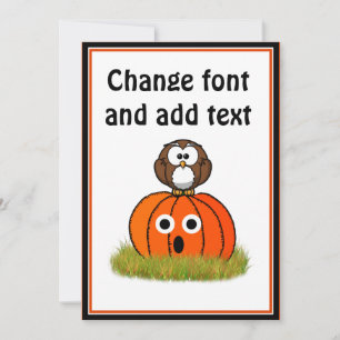 Halloween Pumpkin & Spooked Owl Invitation