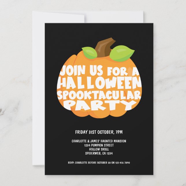 Halloween Pumpkin Spooktacular Party Invitation (Front)