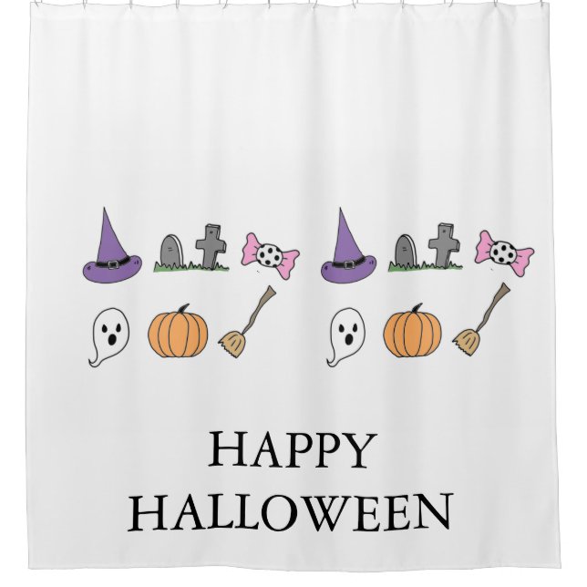 Halloween Pumpkin Spooky head Shower Curtain (Front)