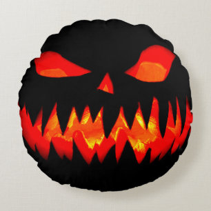 Halloween Pumpkin Spooky Scary Horror Creepy Round Pillow