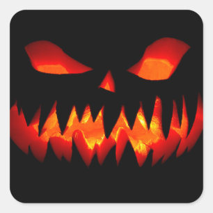 Halloween Pumpkin Spooky Scary Horror Orange Square Sticker