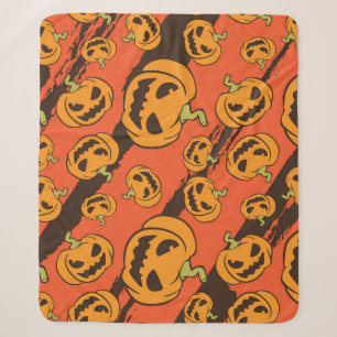 Halloween Pumpkin: Spooky Seamless Pattern Sherpa Blanket