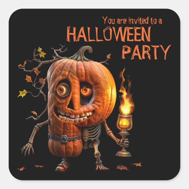 Halloween Pumpkin Square Sticker (Front)