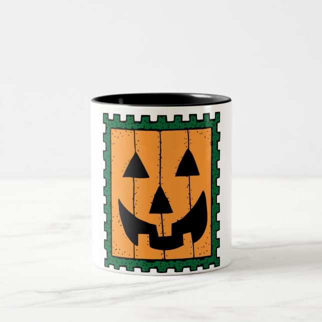 HALLOWEEN PUMPKIN STAMP Two-Tone COFFEE MUG (Center)