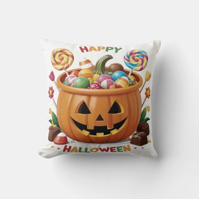 Halloween Pumpkin Throw Pillow (Front)