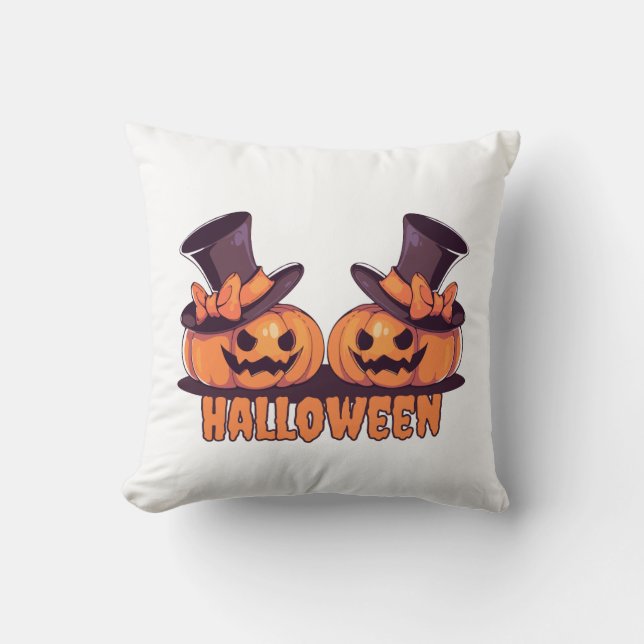 Halloween Pumpkin Throw Pillow (Front)