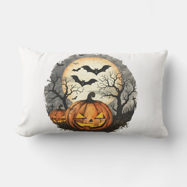 Halloween Pumpkin Throw Pillow – Spooky Decor (Front)