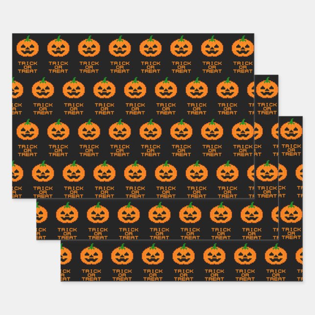 HALLOWEEN PUMPKIN - TRICK OR TREAT WRAPPING PAPER SHEET (Set)