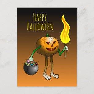 Halloween Pumpkin Trick or Treating Postcard