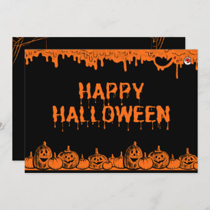 Halloween Pumpkin Typography Quote Flat Greeting Card