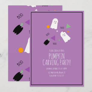 Halloween Pumpkin Very Cute Ghost Confetti Invitation