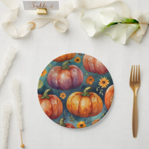 Halloween Pumpkin Vibes designer Paper Plate