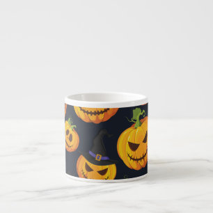 Halloween Pumpkin: Vintage Witch Pattern Espresso Cup