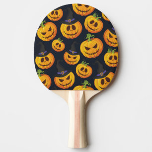 Halloween Pumpkin: Vintage Witch Pattern Ping Pong Paddle