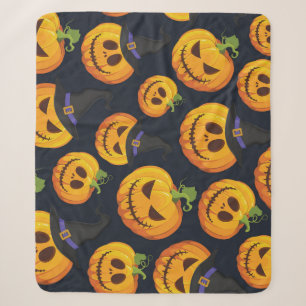 Halloween Pumpkin: Vintage Witch Pattern Sherpa Blanket