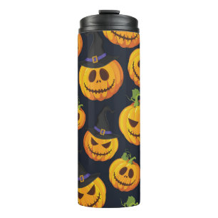 Halloween Pumpkin: Vintage Witch Pattern Thermal Tumbler