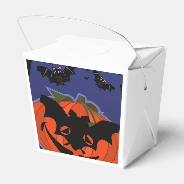 Halloween Pumpkin Wearing a Mask Favour Box (Back Side)