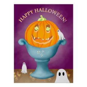 Halloween Pumpkin whimsical and spooky Poster