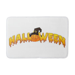 Halloween pumpkin witch bath mat