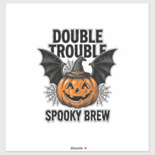 Halloween Pumpkin Witch Double Trouble Vintage Des
