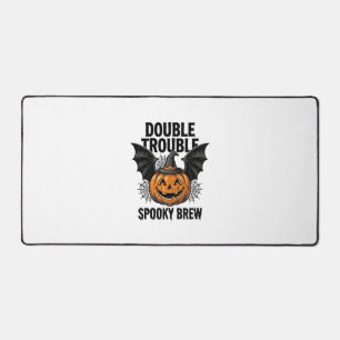Halloween Pumpkin Witch Double Trouble Vintage Des Desk Mat
