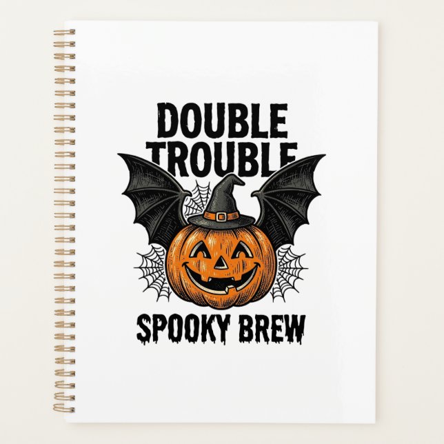 Halloween Pumpkin Witch Double Trouble Vintage Des Planner (Front)