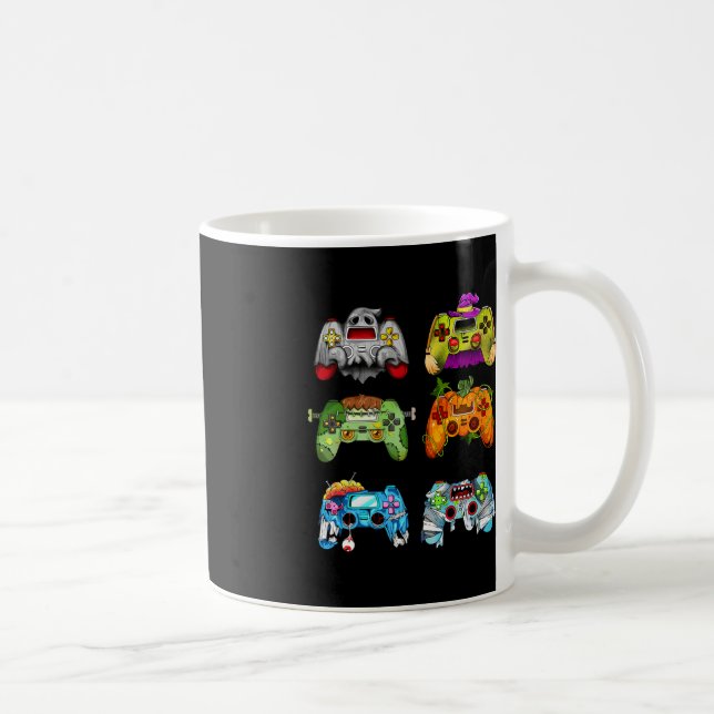 Halloween Pumpkin Witch Gaming Controllers Zombie  Coffee Mug (Right)