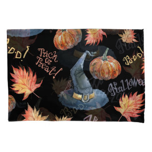 Halloween Pumpkin Witch Hat Pattern Pillowcase