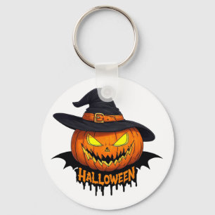 Halloween Pumpkin Witch Hat Spooky Face 🎃 Keychain
