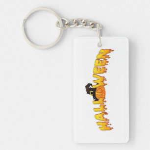 Halloween pumpkin witch keychain