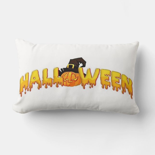 Halloween pumpkin witch lumbar pillow (Front)