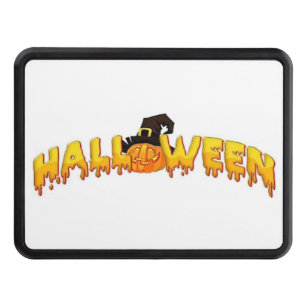 Halloween pumpkin witch trailer hitch cover