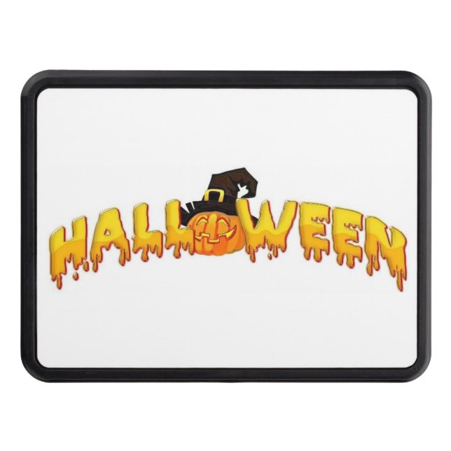 Halloween pumpkin witch trailer hitch cover (Front)