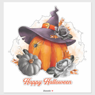 Halloween Pumpkin, Witches Hat, Roses and Bones 