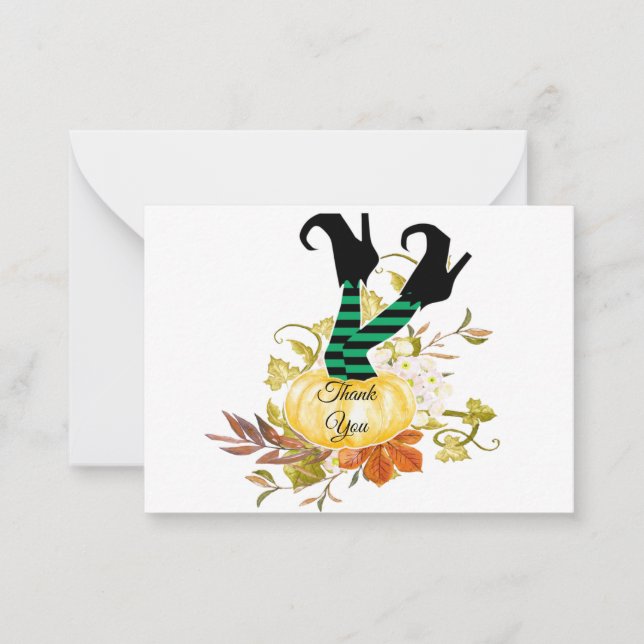 Halloween Pumpkin Witches Legs Thank You Card (Front)