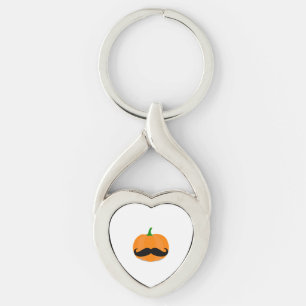 halloween pumpkin with beard keychain