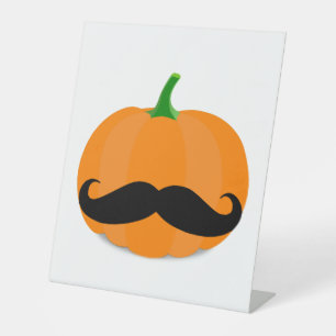 halloween pumpkin with beard pedestal sign