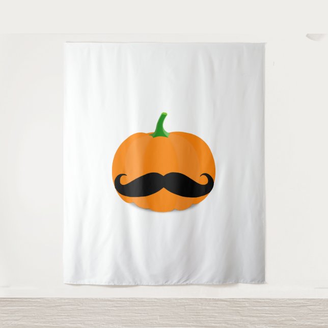 halloween pumpkin with beard tapestry (Front)